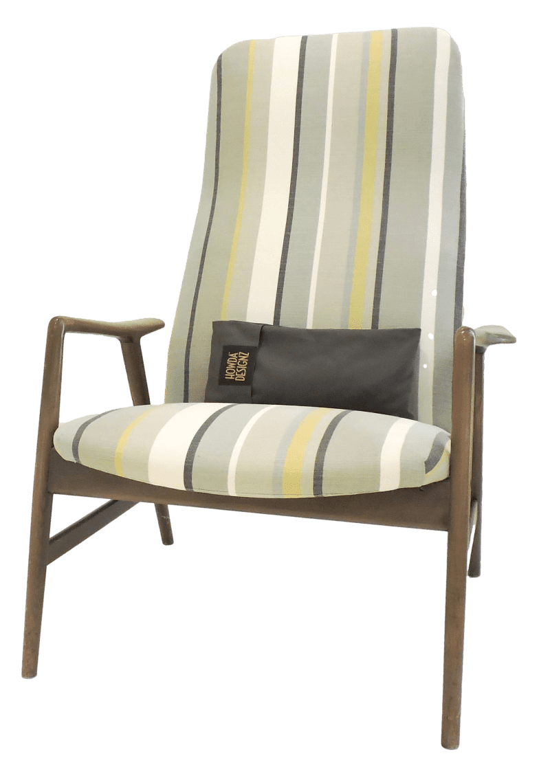 Graphite BackButtress lumbar pillow in mid-century modern chair