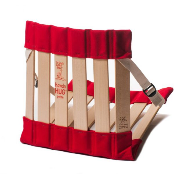 Red canvas HowdaHUG portable flexible seat