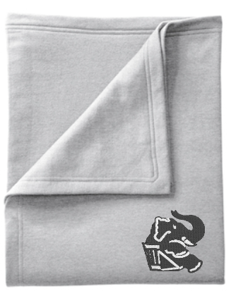 Custom embroidered gray sweatshirt blanket