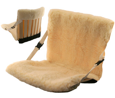 HowdaSEAT with shearling liner from front view and back
