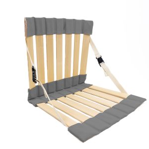 Grey canvas and wooden slatted Howda seat for adults